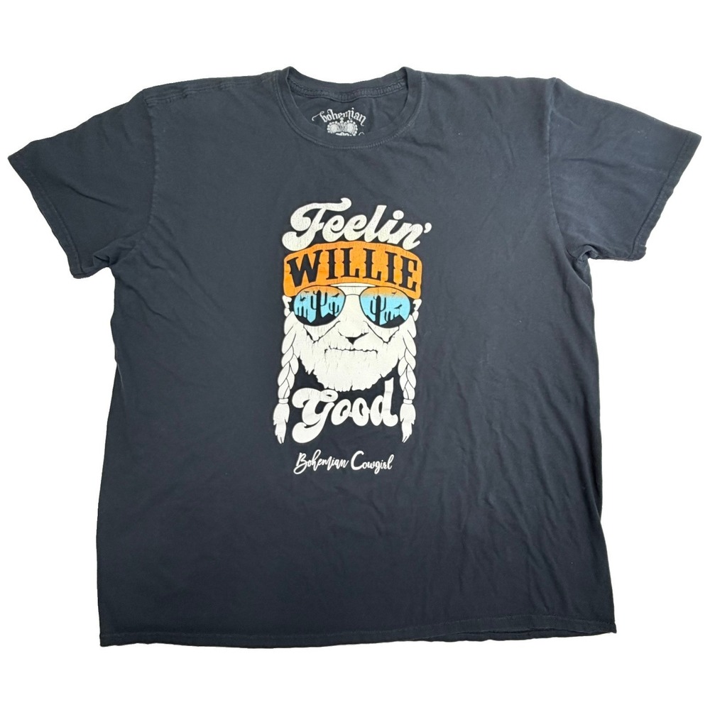 Bohemian Cowgirl Feelin' Willie Good‎ Graphic T-Shirt XXL Black Country Western